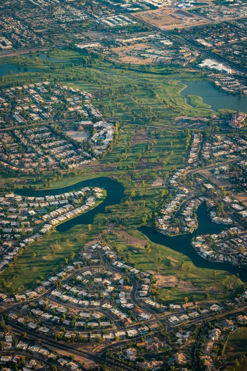 Aerial view of the Whisper Rock golf community in Arizona